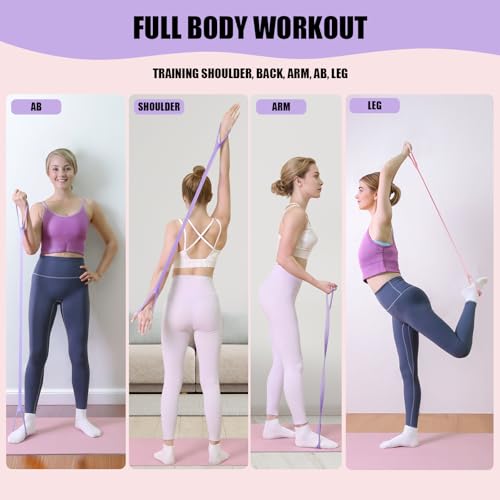 Figure 8 Resistance Bands with Handles,Silicone Exercise Band Set | Upgraded 8-Shaped Stretch Bands for Women Home Working Out Arms Back Legs Pilates Yoga Physical Therapy Multi Packs - color: 2Pcs Pink 15Lb & Purple 25Lb