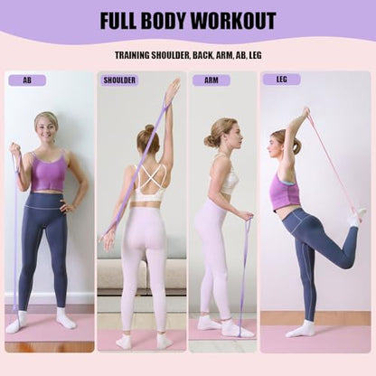 Figure 8 Resistance Bands with Handles,Silicone Exercise Band Set | Upgraded 8-Shaped Stretch Bands for Women Home Working Out Arms Back Legs Pilates Yoga Physical Therapy Multi Packs - color: 2Pcs Pink 15Lb & Purple 25Lb