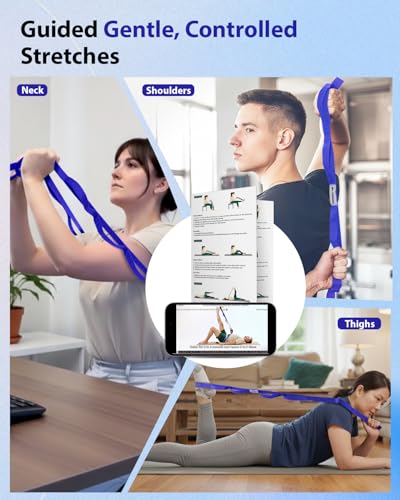 Trideer Stretching Strap with Loops for Physical Therapy,Non-Elastic - color: Deep Blue