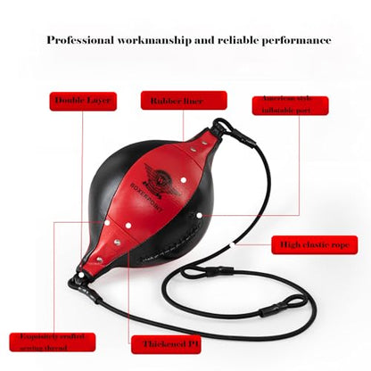 Boxing Double End Punching Ball Striking Punching Bag Kit, Speed Striking Reflex Kit with Bungee Cords Perfect for Reaction, Agility, and Hand Eye Coordination Training