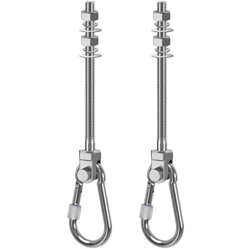 SELEWARE 2Pcs Heavy Duty Swing Hangers, 1500LB Capacity Stainless Steel Swing Set Hooks for Wood/Steel Beam, 7" x M2/5" Porch Swing Hardware for Playground Swing Hammock Chair Yoga Swing Punching Bag - color: 2 Pack Swing Hangers (7" X M2/5" Threaded Rod)