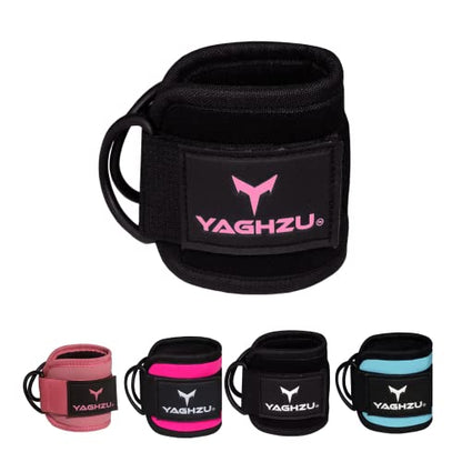Adjustable Gym Ankle Straps for Cable Machines Women & Men, Glute Kickbacks - color: Black and Pink, size: Single
