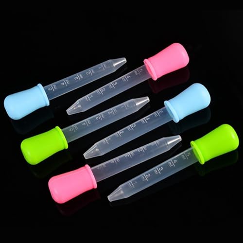 5ml Dropper Pipette Silicone Dropper Pipette Multiple Colors Suitable for Candy Molds, Gummy Bears, Gelatin Makers, Petroleum Science, Crafts, Experimental Plastic Dropper Pipettes (10 Pack)