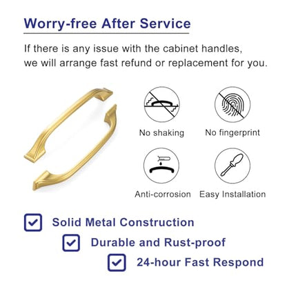 10 Pack 5 Inch Hole Centers, Brushed Gold Cabinet Pulls Gold Cabinet Handles Gold Kitchen Hardware for Cabinets ZP2409 Drawers Bedroom Dresser Bathroom Vanity Cupboard Closet - color: Brushed Gold, size: 5" Hole Centers-10 Pcs