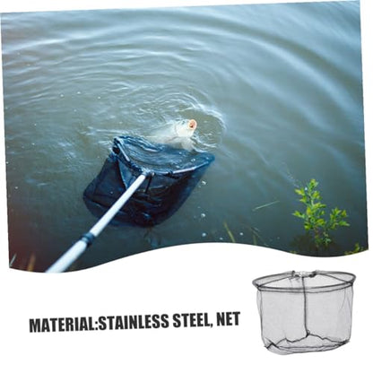 FRCOLOR 4pcs Foldable Fishing Landing Net Replacement, Stainless Steel Deep Round Net Head 40cm, Soft Flexible Trout Netting for Freshwater and Saltwater Anglers