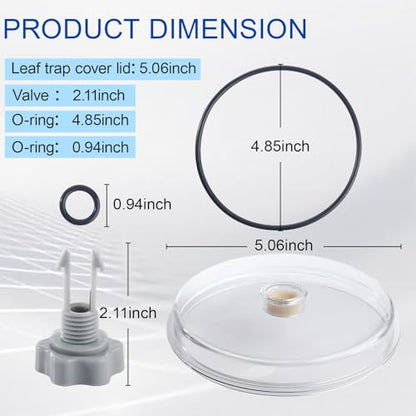 11480 Leaf Trap Cover for Intex Pool Pump SF70110 SF60110 26335EH 26339EH 26365EH 26367EH 26371EH 26373EH, Pool Pump Filter Cover Lid with O-Ring and Valve