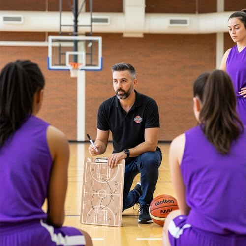 WISYOK Basketball Coaching Clipboard, Dry Erase | Double Sided, Ideal for Game Planning, Practice, Team Strategy, Coach Gifts, Timeout Tactics - style: Basketball