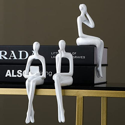 XINXUAN White Statue Home Decor - Modern Bookshelf & Desk Decor - 3 Piece Set