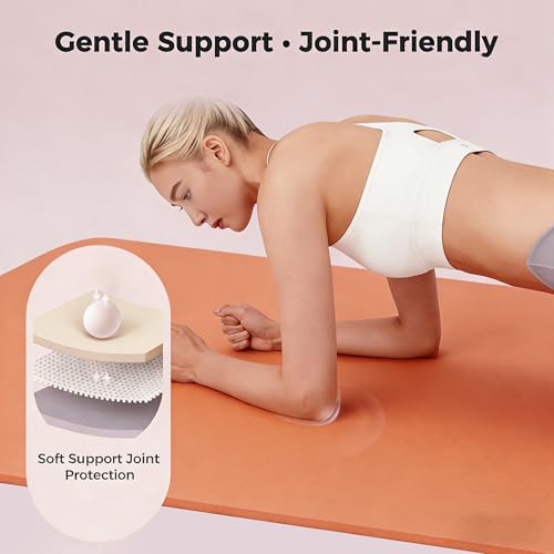 Keep 72" x 24" TPE Yoga Mat Non Slip, 1/4 Inch (6mm) Exercise Mat for Home Workout, Gym, Yoga, Pilates & Stretching with Carrying Strap, Oat White - color: Orange