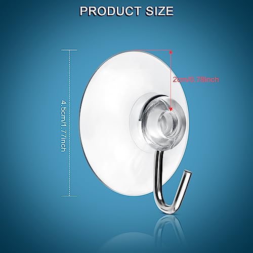 Mudder 80 Pcs Suction Cup Hooks Wall Clear Suction Cups with Metal Hooks Window Hangers for Glass Wall Towel Hangers Supplies Bathroom Glass Kitchen Decorations,3 lbs (45 mm) - size: 45 mm