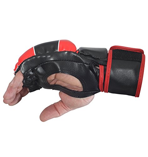 Combat Sports Pro Style MMA Grappling Gloves - 5oz Open Palm Synthetic Leather Fighting Gloves for Mixed Martial Arts, Sparring & Heavy Bag Training, Black, Youth Large