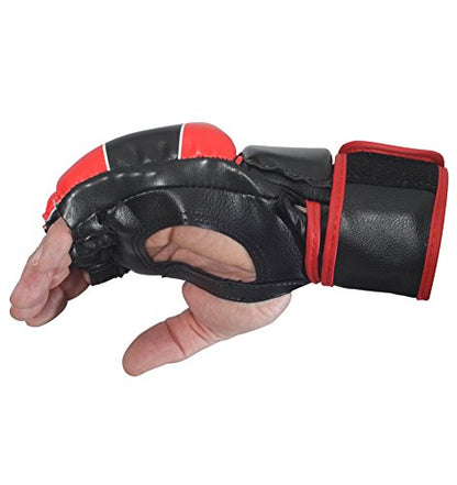 Combat Sports Pro Style MMA Grappling Gloves - 5oz Open Palm Synthetic Leather Fighting Gloves for Mixed Martial Arts, Sparring & Heavy Bag Training, Black, Youth Large