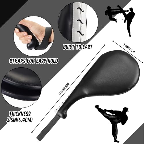 Poen 7 in 1 Taekwondo Kick Pad Boxing Training Equipment Punching Mitts Martial Arts Wrist Band Adjustable Soft Pads Set for Karate Muay Thai MMA Training - color: Black,White