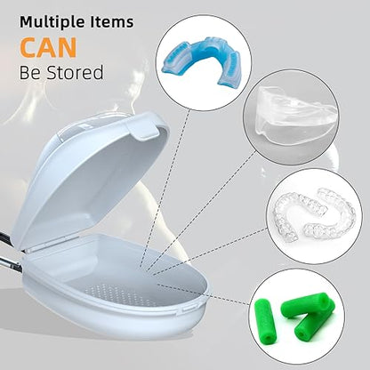 ARGOMAX Sports Mouthguard Case with Clip, Ventilated Holder, White - color: White