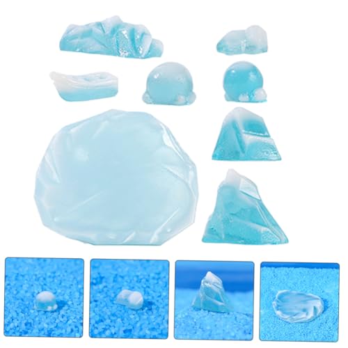 Wakauto 8pcs Aquarium Snow Mountain Décor Thematic Ornaments, 2pcs Realistic Miniature Iceberg Model Fish Tank Glacier Landscape Decoration Tank Accessories