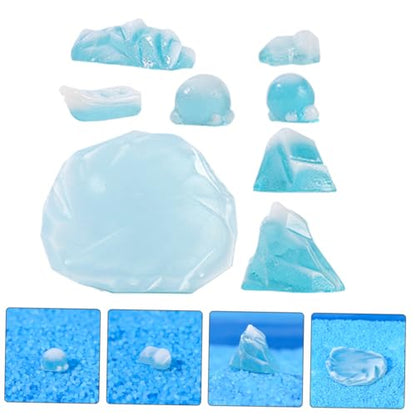 Wakauto 8pcs Aquarium Snow Mountain Décor Thematic Ornaments, 2pcs Realistic Miniature Iceberg Model Fish Tank Glacier Landscape Decoration Tank Accessories