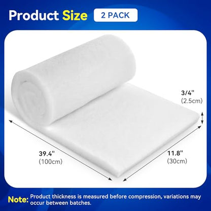Aquarium Filter Floss Pad - Mechanical & Polishing Polyester Media for Fish Tank Filters, Ultra-Clear Water in No Time, 3/4" Thick (39.4” x 11.8”) 2 Pack