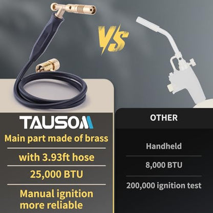 Propane Torch Hose Kit Long 3.93 ft- Heavy Duty MAPP Gas Torch Head with Adjustable Heat,Heat 2600℉ Soldering for Piping, Copper Tubing, Professional Grade DIY Soldering Kit - color: Gold