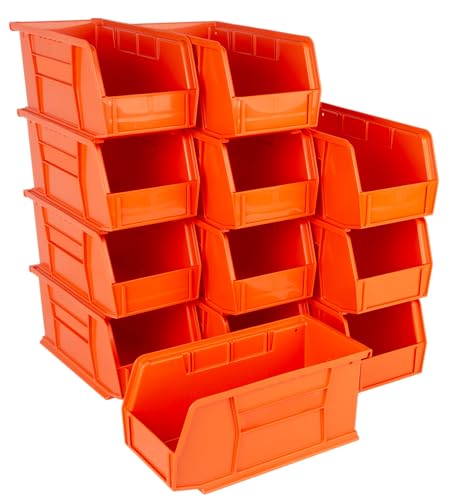 HE HUDSON EXCHANGE 11" x 5.5" x 5" (12 Pack) Plastic Stackable Storage Bin, Orange - color: Orange, size: 12 Pack