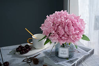 XIAYAN Artificial Flower and Glass Bottle Set, Isn Style, Suitable for Living Room, Dining Table, Office, Wedding, Hotel Banquet and Family Decoration. (Pink Purple)