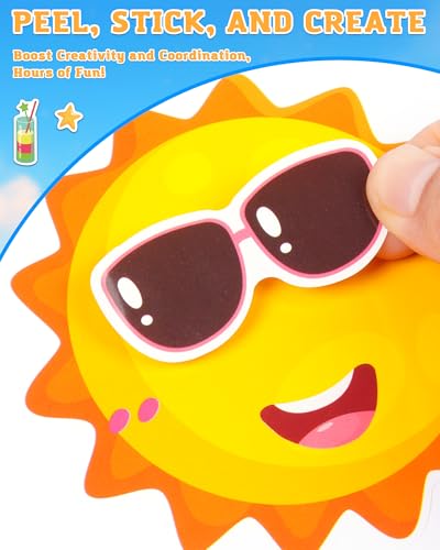 48 Sheets Summer Fun Make-a-Face Sticker Set for Kids – Create Your Own Faces with Beach, Tropical & Animal Stickers – Ideal Summer Crafts, Party Favors & Creative Activities - style: Summer Vibe