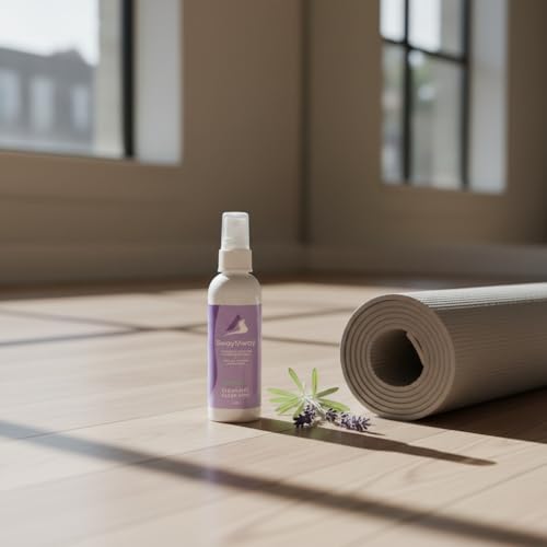 SwaytAway Fitness Mat Mist with Towel, 4oz Travel Size, 1 Pack, Lavender | Yoga Mat Spray with Towel Aromatherapy-Inspired Lavender Essential Oil Blend, Plant-Based, No Rinse, Refreshes & Deodorizes - size: 4 oz - 1 Pack