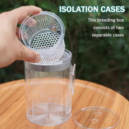 La La Pet Floating Fish Breeding Isolation Box with Suction Cups 270°Flowing Water Propagation Separate Parent and Baby Fishes Transparent Hatching Boxes Incubator for Tanks Large