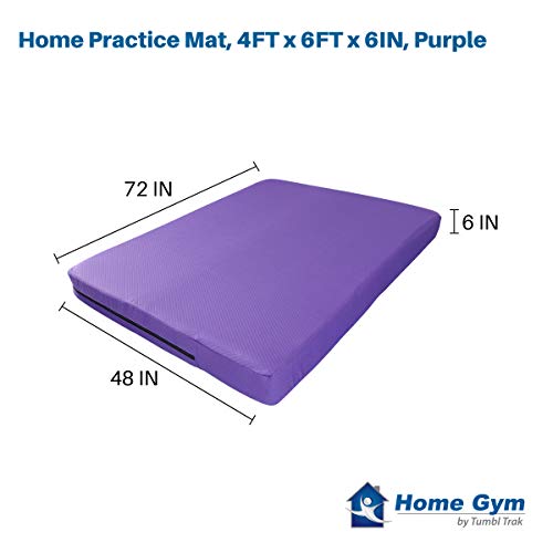 Tumbl Trak Home Practice Mat, 4 ft x 6 ft x 6 in, Soft Pillow Mat, Thick Gymnastics Landing Mat for Home - color: Purple