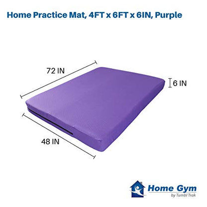 Tumbl Trak Home Practice Mat, 4 ft x 6 ft x 6 in, Soft Pillow Mat, Thick Gymnastics Landing Mat for Home - color: Purple