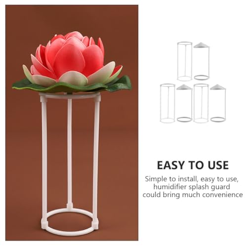 6pcs Plastic Humidifier Splash Guard Set for Mist Maker and Pond Fountain Portable Water Splash Protector with 3-Column and Simple Umbrella Brackets for Rockery and Aquarium Use