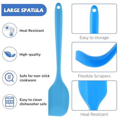 16 Piece 11 Inch Silicone Spatula Set Rubber Spatula Heat Resistant Seamless One Piece Design Non-stick Flexible Scrapers Baking Mixing Tool Dishwasher Safe, 6 Colors