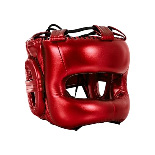Adjustable Boxing Headgear with Full Coverages Protections Easy Liners Kickboxing Helmet for Athletes Present Muay Thai Helmet - color: Red