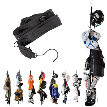 Hockey Hanger Portable Hanging Dryig Rack Hockey Gifts for Home and Outdoor Using in Ice Hockey Skating Football Camping Fishing 5 Hooks (Black-10hooks) - color: Black-10hooks