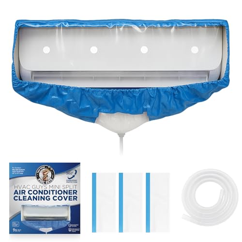 Mini Split Cleaning Bag | 360 Waterproof Design | Fits Systems 27in - 39in Long | Mini Split Cleaning Kit Includes Overspray Guards and Drain Hose - size: Small (For Systems 27in - 35in)