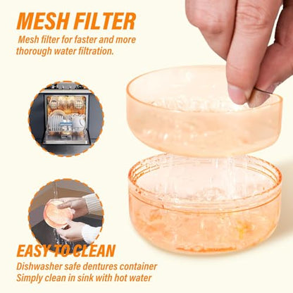 2 in 1 Retainer Cleaning Case for cleaning and storing dentures - color: Blue-Orange