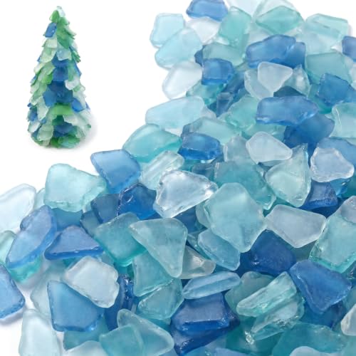 Jetec Sea Glass for Crafts Pieces Seaglass Decor Flat Frosted Sea Glass Ornaments Vase Filler Crushed for Beach Wedding Party Decor Home Aquarium DIY Craft Supplies,11 oz(Blue, White, Green) - color: Blue, White, Green, size: 11 Ounce (Pack of 1)