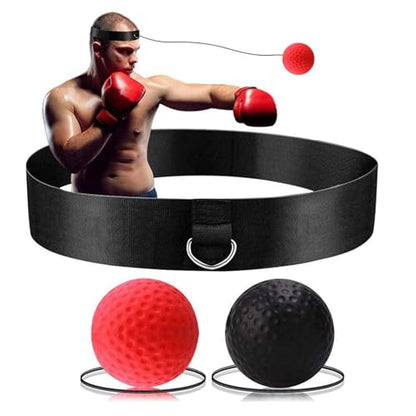 PU Boxing Reflex Ball Set, Portable Boxing Training Ball with Adjustable Headband for Home Workout Fitness Training Boxing Reflex Ball Headband Set for Adults Kids