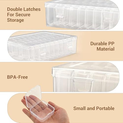 Bead Organizer Box, 60 Pcs Small Beads Storage with 168 Label Stickers, Clear Plastic Small Containers for Jewelry Making, Diamond Painting, DIY Art Crafts, Bracelet Making, Seeds (2 Pack) - color: 2-Pack 60 Pcs