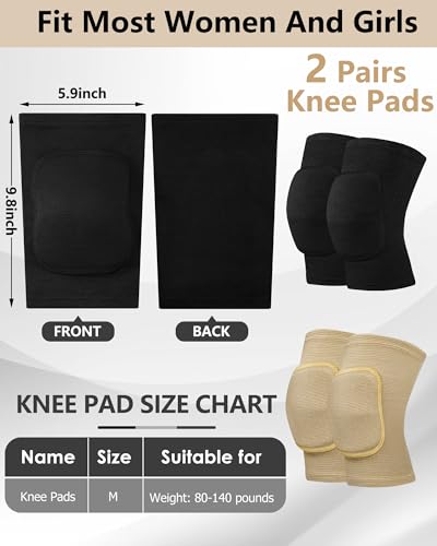 Eurzom 2 Pairs Dance Knee Pads for Women Girls Volleyball Protection