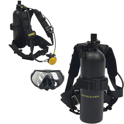4L Scuba Tank Kit 3000PSI with Yoke to 8mm Inflation Adapter, 6061 Aviation Aluminum Portable Diving Tank Equipment with Backpack & Diving Mask for Underwater Recreation Snorkeling Backup