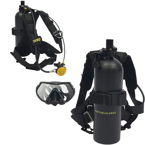 4L Scuba Tank Kit 3000PSI with Yoke to 8mm Inflation Adapter, 6061 Aviation Aluminum Portable Diving Tank Equipment with Backpack & Diving Mask for Underwater Recreation Snorkeling Backup