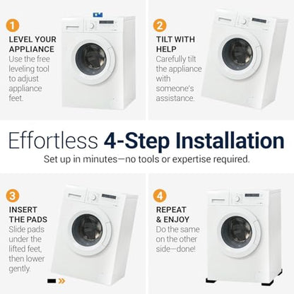 Anti Vibration Pads for Washing Machine and Dryer (Set of 8) - Washer Anti Vibration Pads with HexiGrip™ - Washing Machine Accessories & Leveling Pads - Vibration Dampening Mat