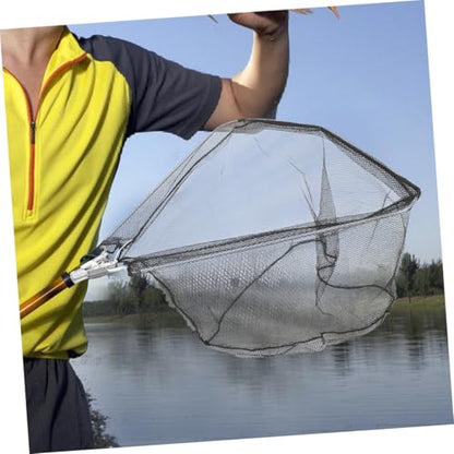 2pcs Foldable Collapsible Fishing Landing Net Heads Stainless Steel Solid Triangular Mesh Replacement for Kayak Freshwater Fish Catching Net Diameter 50cm Depth 30cm Without Handle