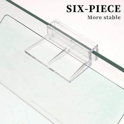 Sliverdew 6 PCS Aquarium Lid Clips for Thickness 12mm, Clear Acrylic Fish Tank Lid Holder Aquarium Hoods Support Clamps for Rimless Fish Tank Glass Top - size: for 12mm thickness