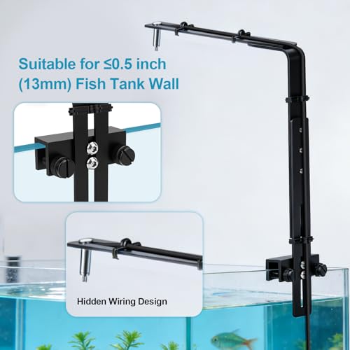 Adjustable Aquarium Light Riser, Universal Aquarium Light Holder for Fish Tank LED Lamps and Aquarium Plant Light, 2.8mm Aluminum (Black)