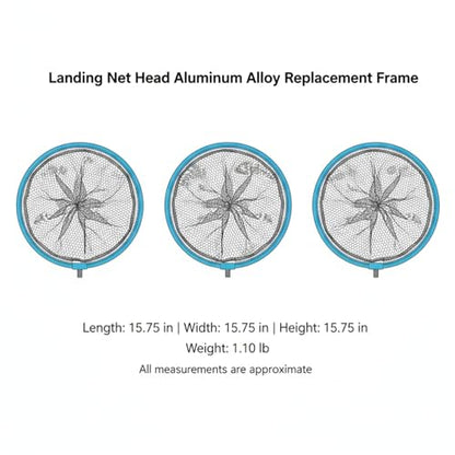 Aluminum Alloy Replacement Landing Net Head for Fishing Rod Handles - Blue Frame