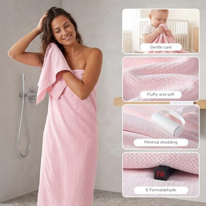 REDKISS 6 Piece Pink Towel Set, 2 XL Bath, 2 Hand Towels, 4 Washcloths - color: Light Pink