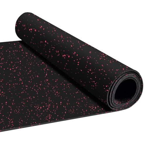 Heavy Duty Rubber Flooring Roll, 1/4" Thick EPDM Gym Rubber Mat,Black Red - size: 10'×4'