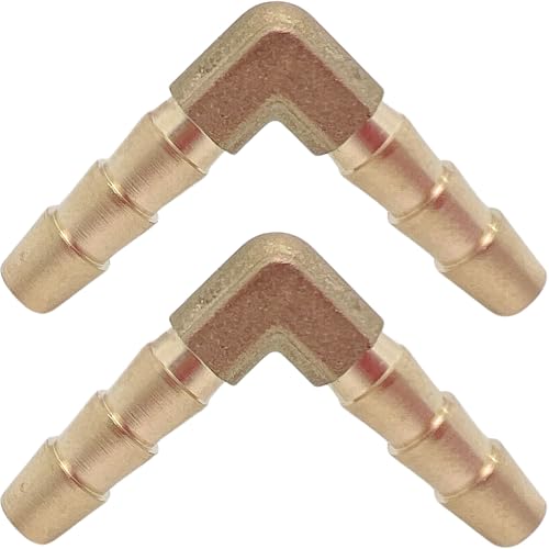 2PCS Brass 3/16" x 3/16" Hose Barb Fitting Barbed 90 Degree Elbow Connector L Right Angle Barbed Fitting by CX WONDERLAND - size: 3/16" Hose Barb