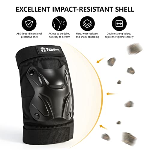 Tanden Skating Protective Gear Knee and Elbow Pads Wrist Guards for Roller Skating Skateboarding, Skate Pads Adult Knee Pads - color: Black, size: Adult (14+ years)